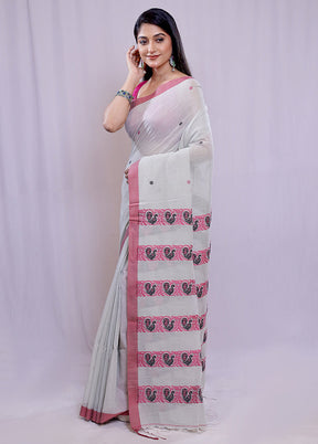 Cream Khadi Cotton Saree With Blouse Piece - Indian Silk House Agencies