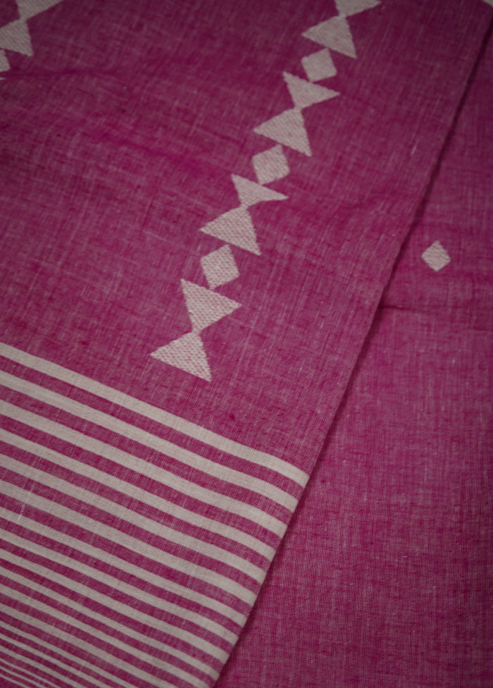 Pink Khadi Cotton Saree With Blouse Piece - Indian Silk House Agencies