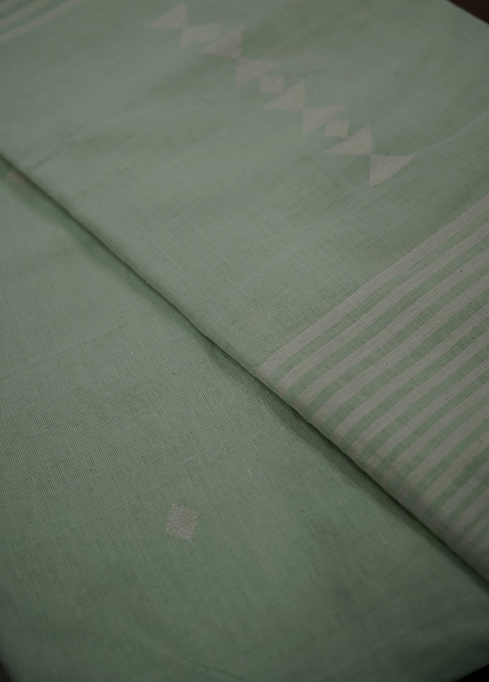 Green Khadi Cotton Saree With Blouse Piece - Indian Silk House Agencies