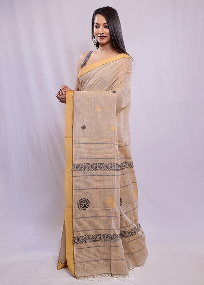 Cream Khadi Cotton Saree With Blouse Piece - Indian Silk House Agencies