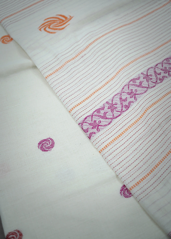 Cream Khadi Cotton Saree With Blouse Piece - Indian Silk House Agencies