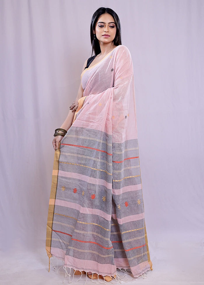 Pink Khadi Cotton Saree With Blouse Piece - Indian Silk House Agencies