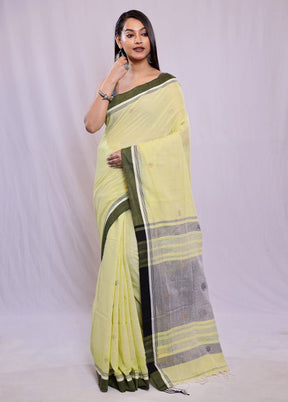 Green Khadi Cotton Saree With Blouse Piece - Indian Silk House Agencies