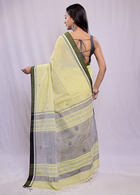 Green Khadi Cotton Saree With Blouse Piece - Indian Silk House Agencies