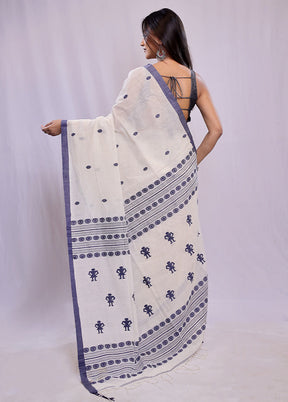 Cream Khadi Cotton Saree With Blouse Piece - Indian Silk House Agencies