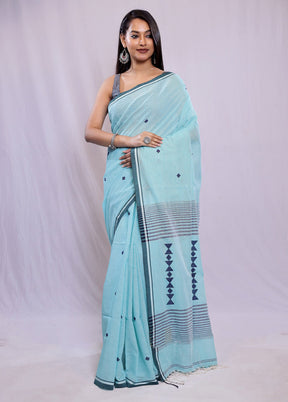 Green Khadi Cotton Saree With Blouse Piece - Indian Silk House Agencies