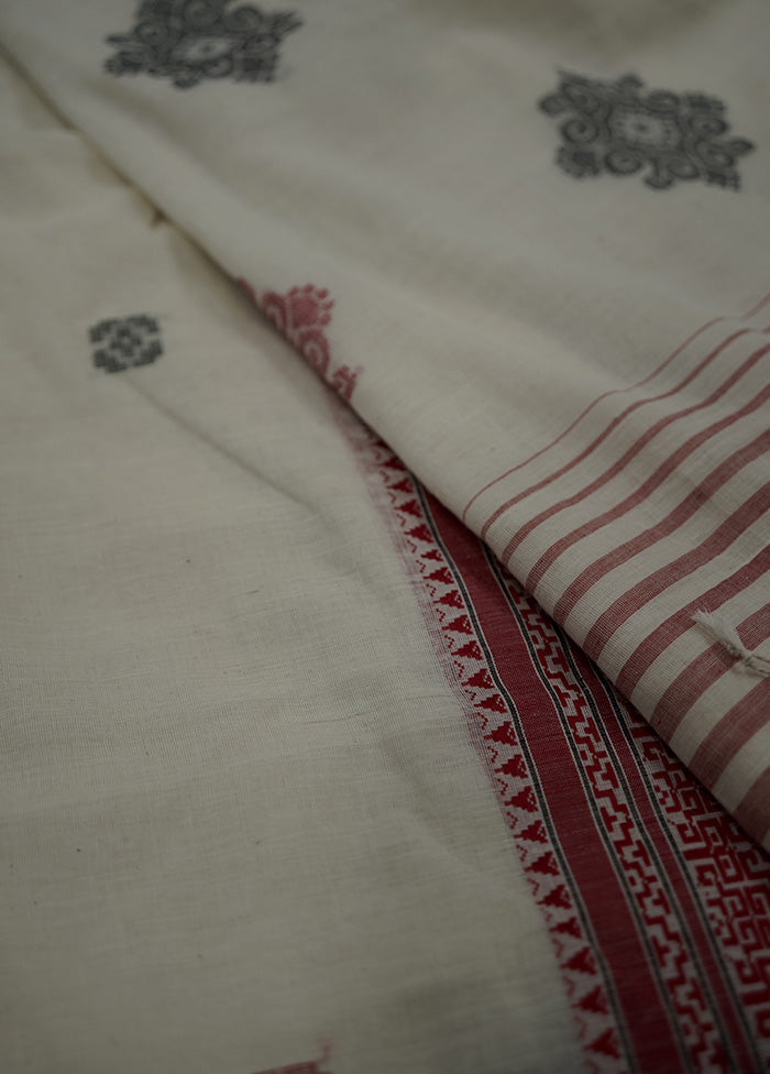 Cream Khadi Cotton Saree With Blouse Piece - Indian Silk House Agencies