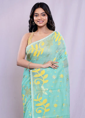 Green Tant Cotton Saree Without Blouse Piece - Indian Silk House Agencies