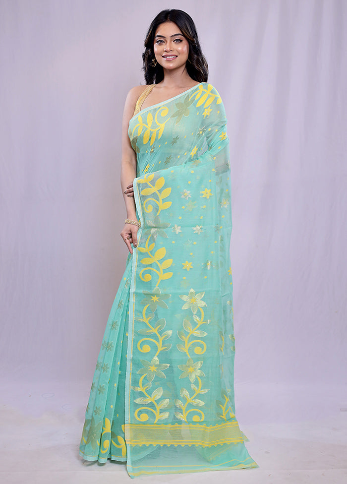 Green Tant Cotton Saree Without Blouse Piece - Indian Silk House Agencies