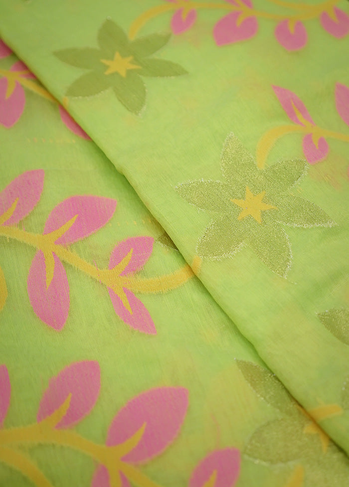 Green Tant Jamdani Saree Without Blouse Piece - Indian Silk House Agencies