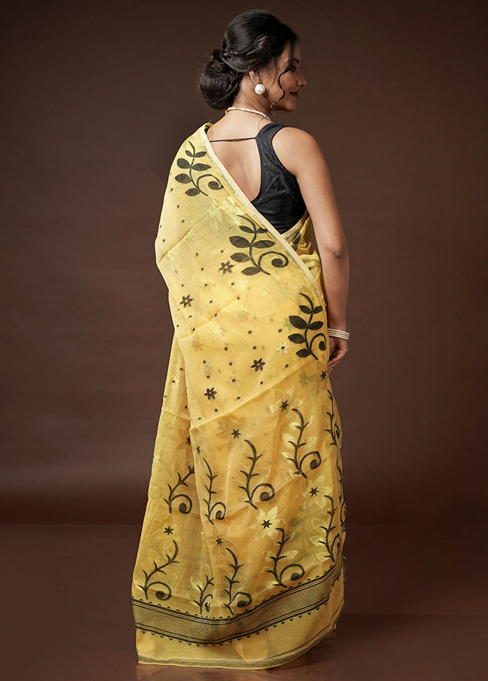 Yellow Tant Jamdani Saree Without Blouse Piece - Indian Silk House Agencies