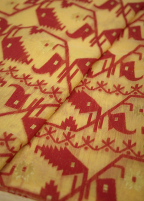 Yellow Tant Jamdani Saree Without Blouse Piece