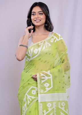 Green Tant Cotton Saree Without Blouse Piece - Indian Silk House Agencies