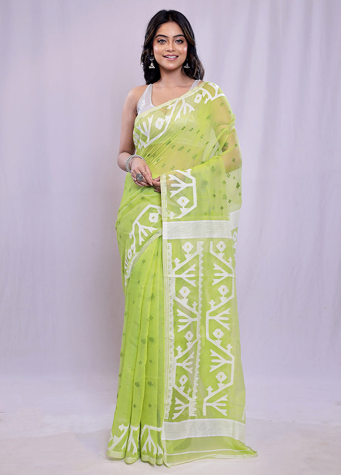 Green Tant Cotton Saree Without Blouse Piece - Indian Silk House Agencies