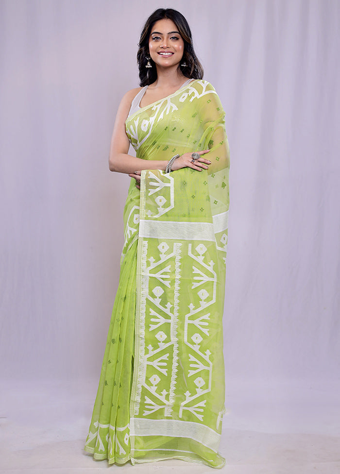 Green Tant Cotton Saree Without Blouse Piece - Indian Silk House Agencies