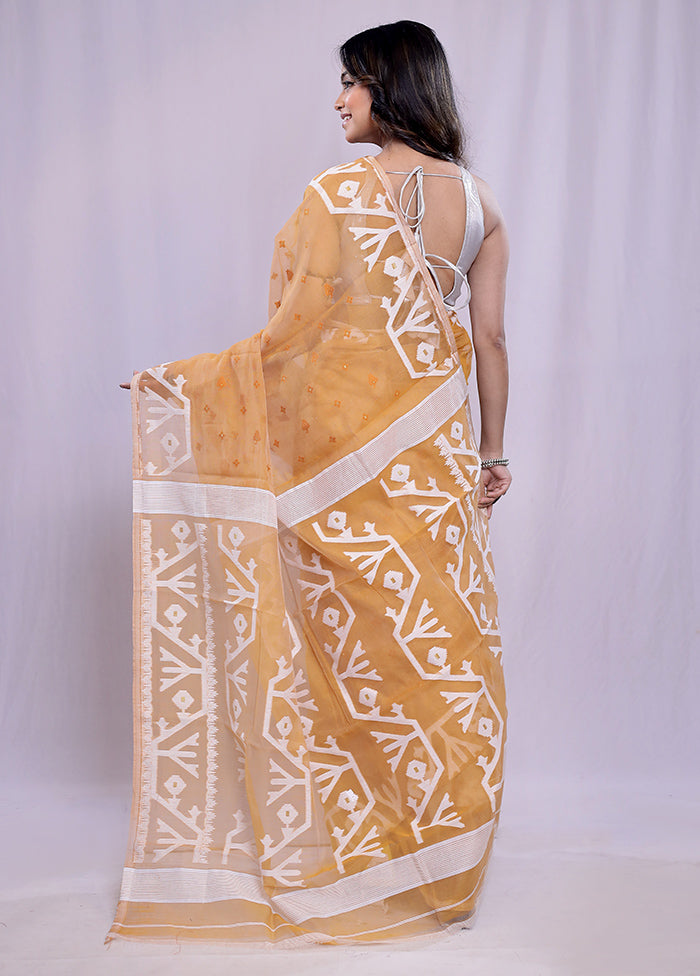 Cream Tant Cotton Saree Without Blouse Piece - Indian Silk House Agencies