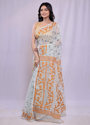 Blue Tant Cotton Saree Without Blouse Piece - Indian Silk House Agencies