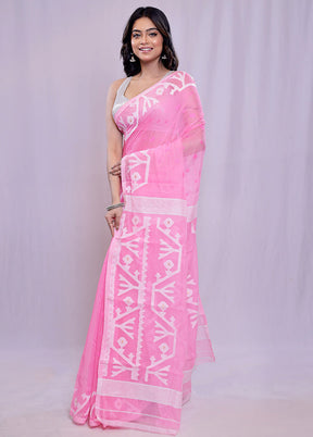 Pink Tant Cotton Saree Without Blouse Piece - Indian Silk House Agencies