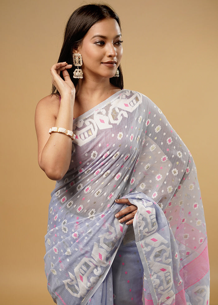 Grey Tant Jamdani Saree Without Blouse Piece - Indian Silk House Agencies