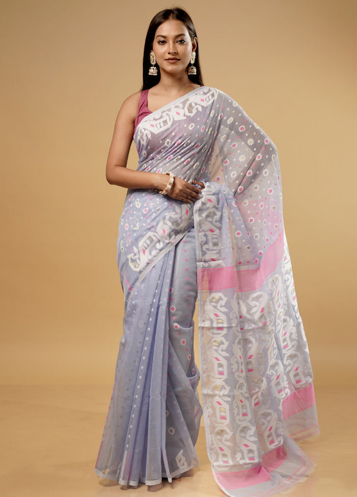 Grey Tant Jamdani Saree Without Blouse Piece - Indian Silk House Agencies