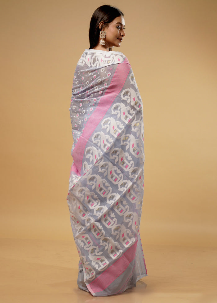 Grey Tant Jamdani Saree Without Blouse Piece - Indian Silk House Agencies