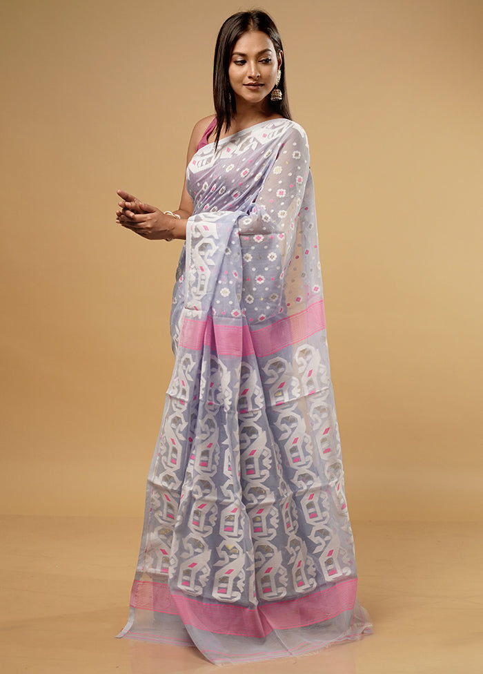 Grey Tant Jamdani Saree Without Blouse Piece - Indian Silk House Agencies