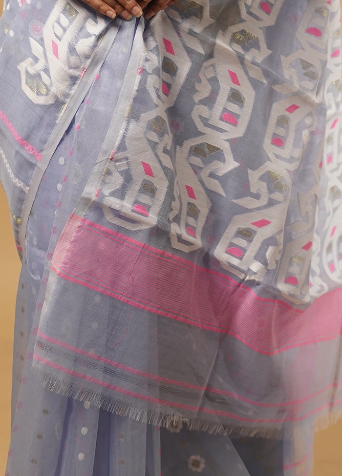 Grey Tant Jamdani Saree Without Blouse Piece - Indian Silk House Agencies