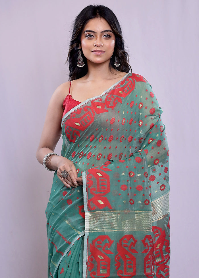 Green Tant Cotton Saree Without Blouse Piece - Indian Silk House Agencies