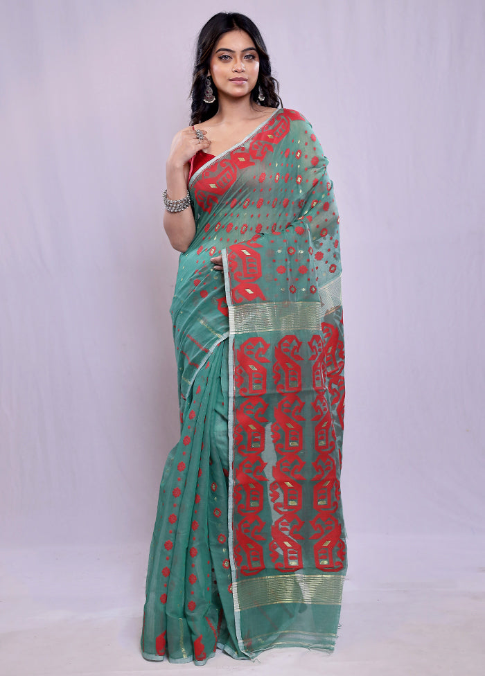 Green Tant Cotton Saree Without Blouse Piece - Indian Silk House Agencies