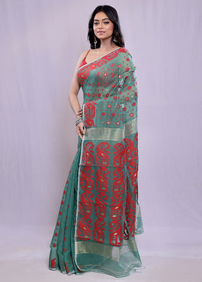 Green Tant Cotton Saree Without Blouse Piece - Indian Silk House Agencies