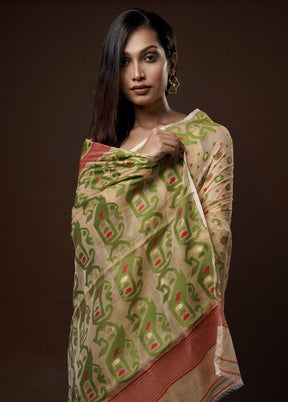 Cream Tant Jamdani Saree Without Blouse Piece - Indian Silk House Agencies