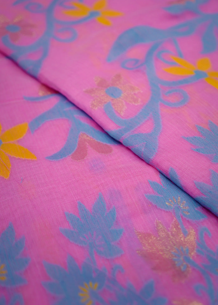 Pink Tant Cotton Saree Without Blouse Piece - Indian Silk House Agencies