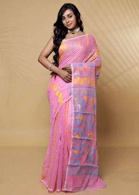 Pink Tant Cotton Saree Without Blouse Piece - Indian Silk House Agencies