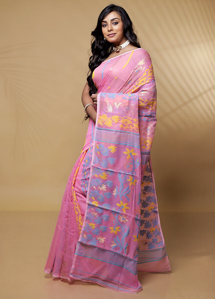 Pink Tant Cotton Saree Without Blouse Piece - Indian Silk House Agencies