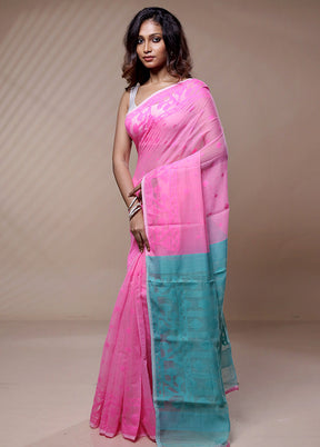 Pink Tant Jamdani Saree Without Blouse Piece - Indian Silk House Agencies