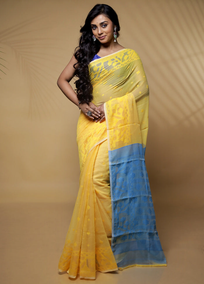 Cream Tant Cotton Saree Without Blouse Piece - Indian Silk House Agencies