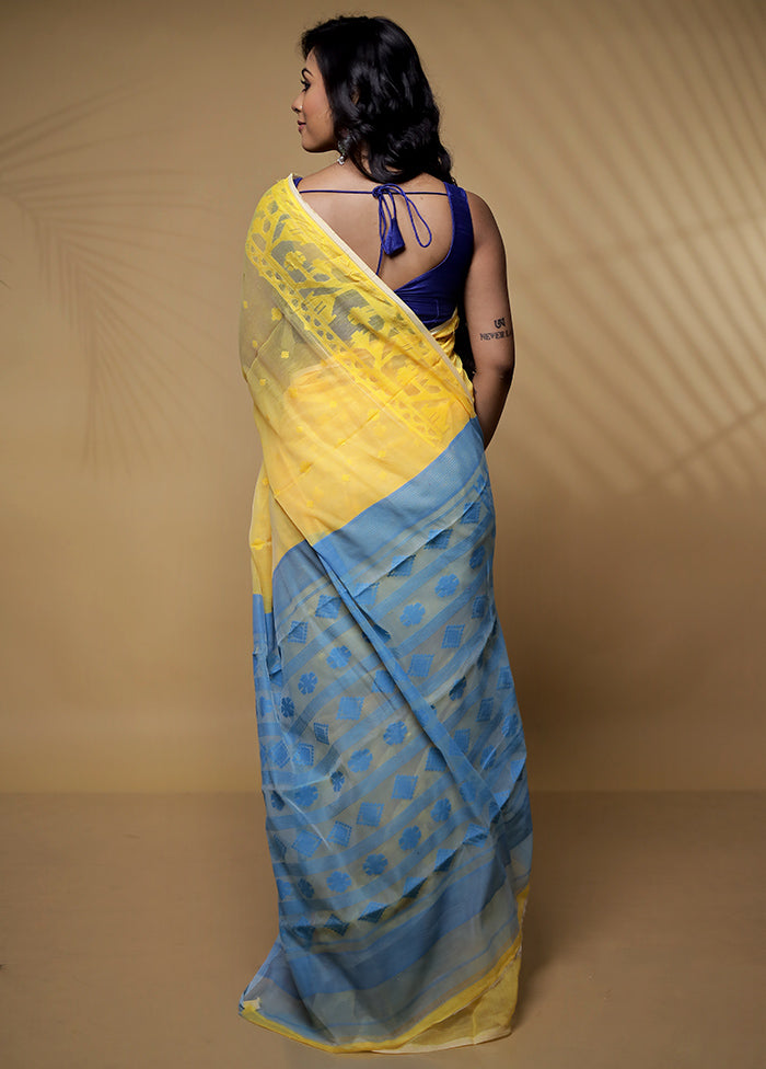 Cream Tant Jamdani Saree Without Blouse Piece