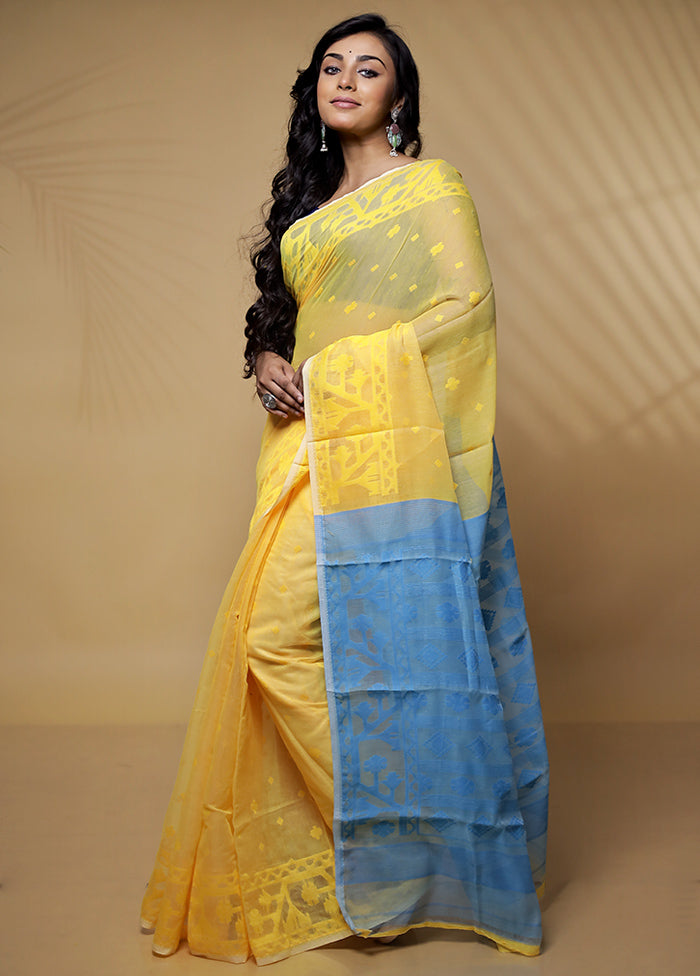 Cream Tant Cotton Saree Without Blouse Piece - Indian Silk House Agencies