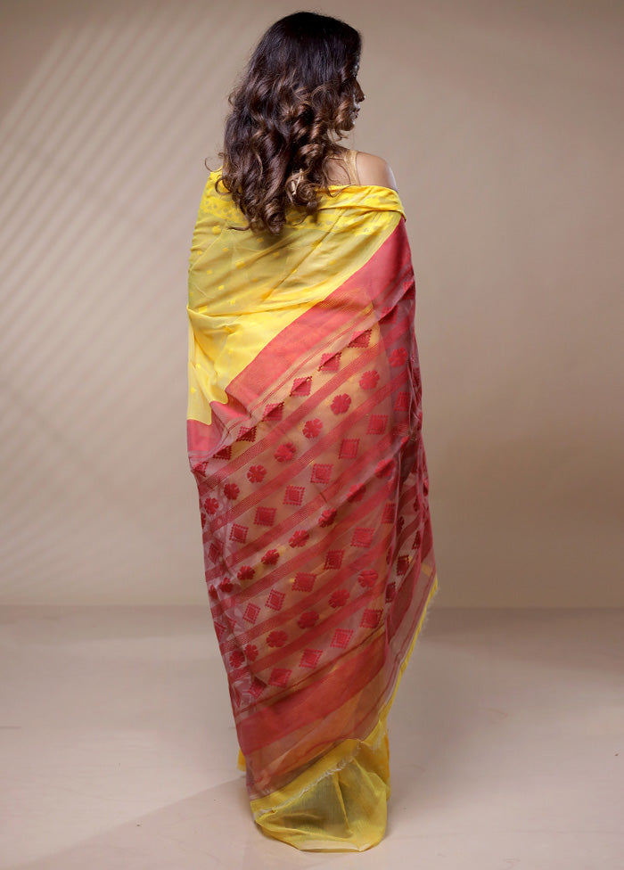 Yellow Tant Jamdani Saree Without Blouse Piece - Indian Silk House Agencies