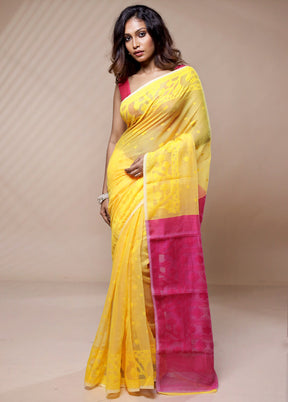 Yellow Tant Jamdani Saree Without Blouse Piece - Indian Silk House Agencies