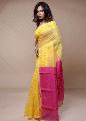 Yellow Tant Jamdani Saree Without Blouse Piece - Indian Silk House Agencies