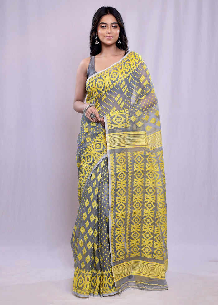 Grey Tant Cotton Saree Without Blouse Piece - Indian Silk House Agencies