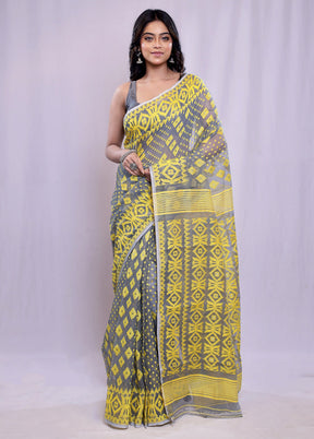 Grey Tant Cotton Saree Without Blouse Piece - Indian Silk House Agencies