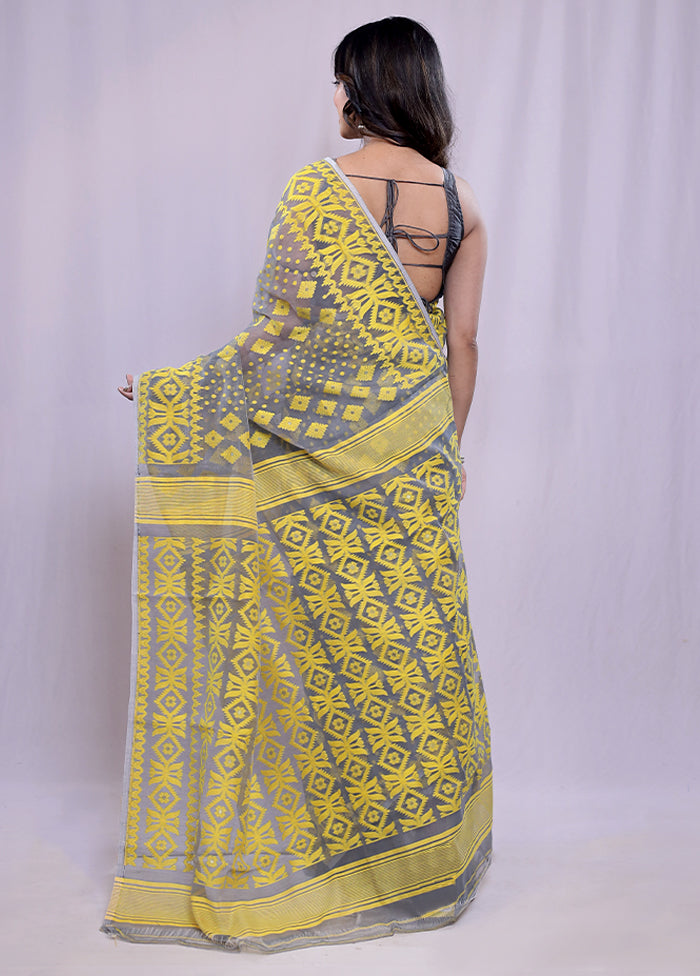 Grey Tant Cotton Saree Without Blouse Piece - Indian Silk House Agencies