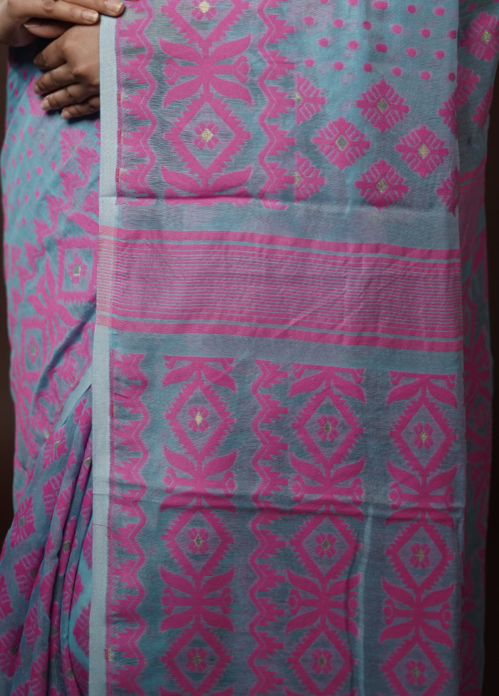 Grey Tant Jamdani Saree Without Blouse Piece - Indian Silk House Agencies