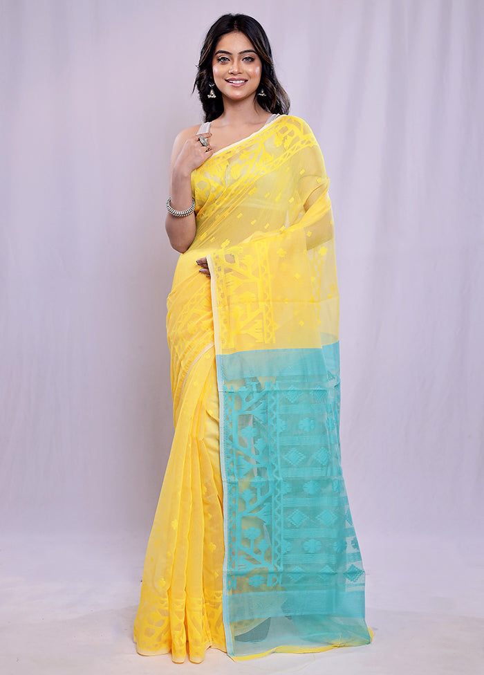 Yellow Tant Cotton Saree Without Blouse Piece - Indian Silk House Agencies