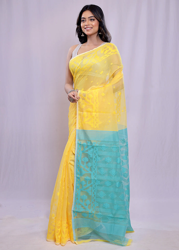 Yellow Tant Cotton Saree Without Blouse Piece - Indian Silk House Agencies