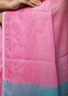 Pink Tant Jamdani Saree Without Blouse Piece - Indian Silk House Agencies