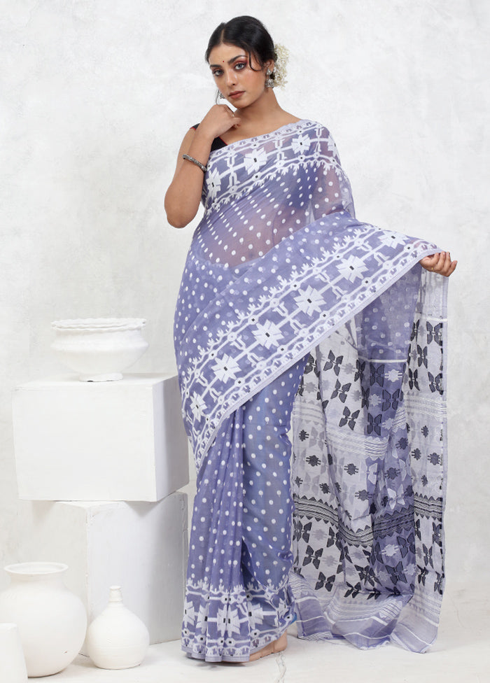 Grey Tant Jamdani Saree Without Blouse Piece - Indian Silk House Agencies