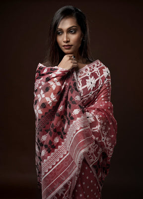 Pink Tant Jamdani Saree Without Blouse Piece - Indian Silk House Agencies